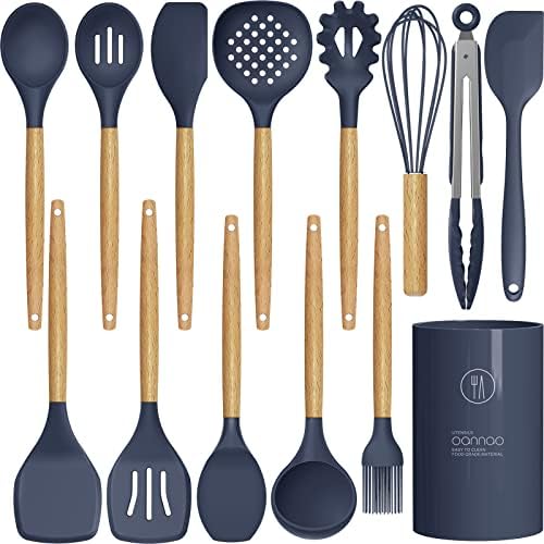 Silicone Cooking Utensils Set – 446°F Heat Resistant Silicone Kitchen Utensils for Cooking,Kitchen Utensil Spatula Set w Wooden Handles and Holder, BPA FREE Gadgets for Non-Stick Cookware (Blue) post thumbnail image