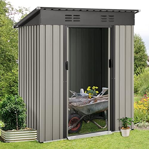 AECOJOY 5 x 3 Ft Shed, Small Outdoor Storage Tool Shed (Sliding Door), Metal Garden Shed for Yard, Outdoor Storage Clearance in Grey post thumbnail image