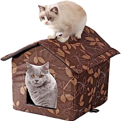 Cat Houses for Outdoor Cats House Outdoor Waterproof Houses for Feral Cats Dogs Cat Outdoor Indoor Dog Houses (Large Houses, Brown House) post thumbnail image