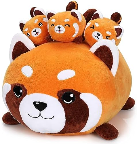 13in Red Panda Stuffed Animals, Mama Panda Plushie Pillow with 4 Babies Red Panda Plush Toys, Birthday Christmas Surprise Gifts for Kids Girls Boys post thumbnail image