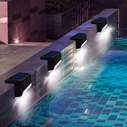 Solar Pool Side Lights, Light up Swimming Pool Accessories Night Lights, Outdoor LED Deck Lights for Stairs, Step, Fence, Yard, Patio, and Pathway Decor, Pack of 4, White post thumbnail image