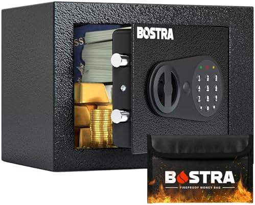 Bostra Fireproof Safe Box with Sensor Light & Fireproof Bag, Money Safe Box with Digital Keypad,Security Safe Box for Home, 0.23 Cubic Small Safe with Keys & Pass Code for Cash Jewelry Black post thumbnail image