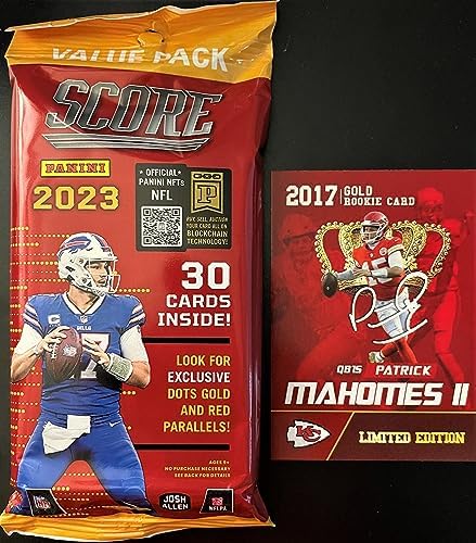 NEW 2023 Panini SCORE Football Card FACTORY SEALED FAT Pack w/ 30 Total Cards – Plus Novelty Mahomes Card Pictured post thumbnail image