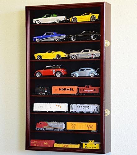 Large 1/24 Scale Diecast Model 16 Cars Display Case Cabinet Holder Holds 16 Cars 1:24 (Cherry Finish) post thumbnail image