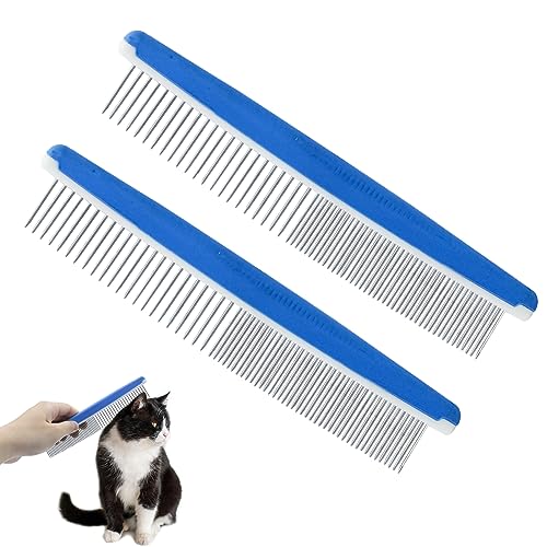 LuckyOpt 2Pcs Dog Grooming Comb, Durable and Non-Slip Metal Comb for Dogs, Horse, Rabbit, Cat, Metal Pet Comb for Cats with Rounded Tips for Bath, Pet Hair Remover, Removes Tear Stain, Tangles, and Knots (Blue) post thumbnail image