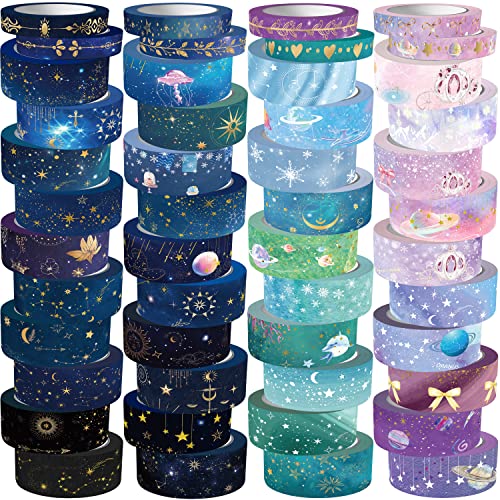 OHMZPERE 50 Rolls Washi Tape Set, Gold Foil Galaxy Washi Tape for Journaling,Scrapbooking Supplies. Design Upgrading Decor for DIY Crafts, Gift Wrap, Party Decorations post thumbnail image