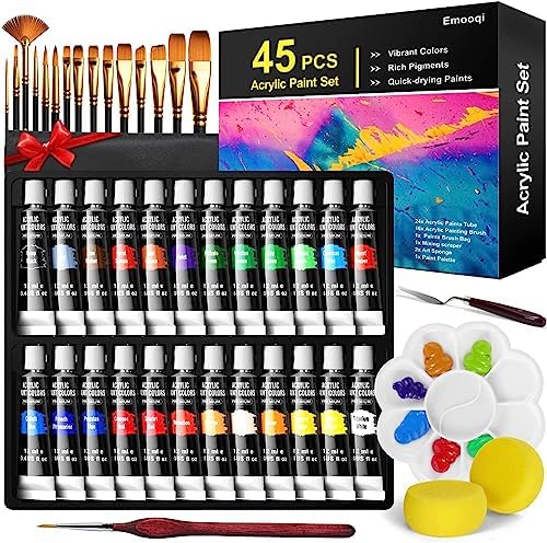 Emooqi Acrylic Paint, Painting Supplies Set Includes 24 Acrylic Paints, 16 Painting Brushes with Bag, Paint Knife, Art Sponge and Paint Palette, Acrylic Paint Set for Beginners & Professional Artist post thumbnail image