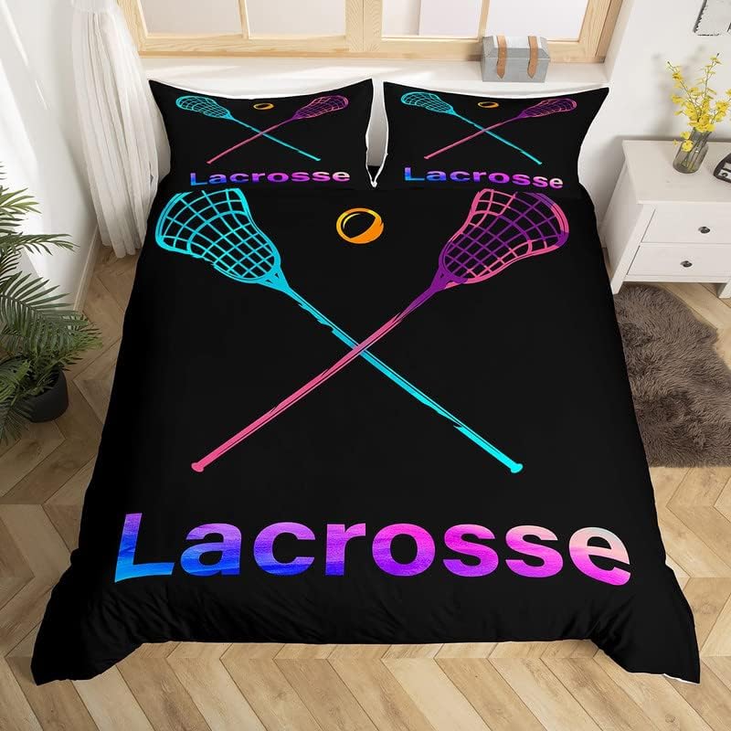 Lacrosse Bedding Set for Girls Boys Children Sports Games Comforter Cover Lacrosse Player Duvet Cover Room Decor Puck Hockey Tie Dye Bedspread Cover Full Size Bedding Collection 3Pcs post thumbnail image