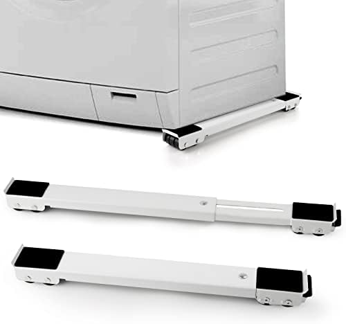 Exttlliy Heavy Duty Base Appliance Rollers Pair Upgrade Move Tools Adjustable Expandable for Washer and Dryer Steel Appliance Trolley Furniture Mover Sliders (White1) post thumbnail image