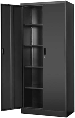 Wanfu Metal Storage Cabinet with Locking Doors and Adjustable Shelves, 71” Tall Steel Storage Cabinets for Garage, Home Office, Pantry(Black) post thumbnail image