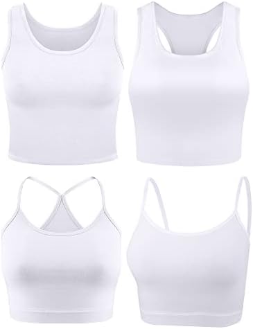 Boao 4 Pieces Crop Tops for Women, Basic Workout Tops Spaghetti Strap Tank Tops Sleeveless Racerback Cami for Sports Gym post thumbnail image