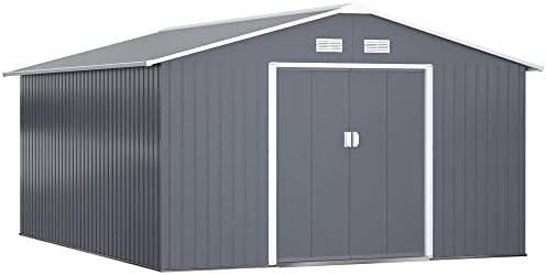 Outsunny 11.15’W x 12.5’D x 6.6’H Outdoor Backyard Garden Tool Shed with Double Sliding Doors, 4 Airy Vents, & Durable Steel, Dark Grey post thumbnail image