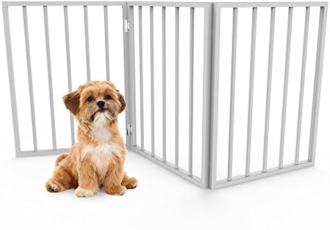 Pet Gate – 3-Panel Indoor Foldable Dog Fence for Stairs, Hallways or Doorways – 54×24-Inch Retractable Wood Freestanding Dog Gates by PETMAKER (White) post thumbnail image