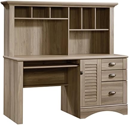 Sauder Harbor View Computer Desk with Hutch, Salt Oak finish post thumbnail image