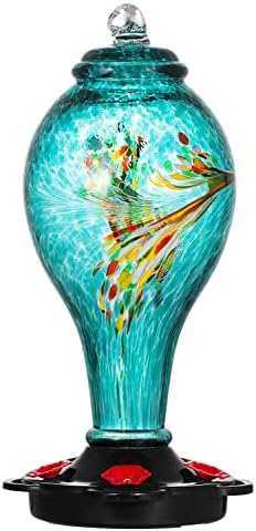 LUJII Hummingbird Feeder, Hand Blown Glass Hummingbird Feeder, Never Fade, 36 Fluid Ounces, 5 Feeding Metal Stations, Much Bigger, Garden Backyard Decorative, Containing Ant Moat (Blue) post thumbnail image