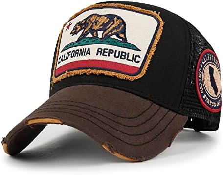 ililily Premium California Bear Embroidered Baseball Cap Vintage Trucker Hat post thumbnail image