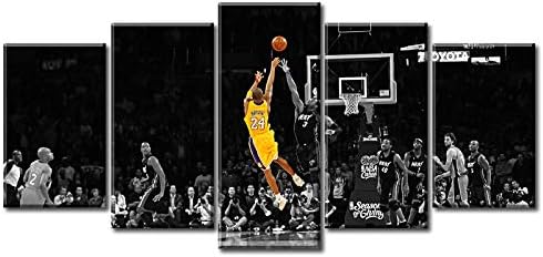 JiazuGo Cool Basketball Posters for Boys Bedroom Black and White Canvas Wall Art Nba Sports Room Decor Guys Teen Man Young Home Decoration Stretched Framed Ready to hang 50″ W×24″ H×5 PCS post thumbnail image