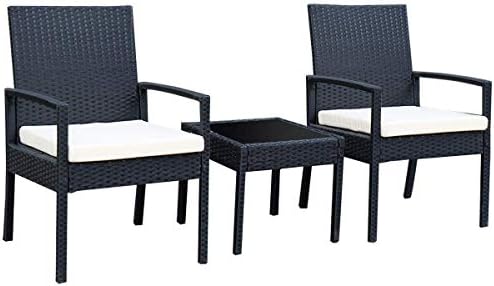 Tangkula 3 Piece Patio Furniture Set with 2 Cushioned Chairs & End Table, Black post thumbnail image