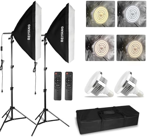 Softbox Lighting Kit Photography Soft Box 20” X 28”, 85W Studio 6000k Bulb LED Light, 6.7’Light Stand, Remote Set, BEIYANG post thumbnail image