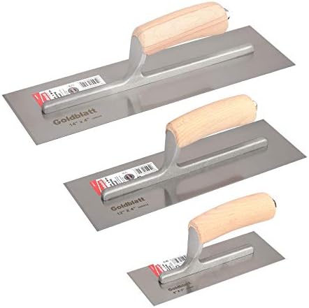 Goldblatt 3 Pieces Drywall Trowel, Carbon Steel Finishing Masonry Trowel Set Includes 14” x 4”, 12” x 4”, 8” x 3”, Lightweight Wood Handle, Plastering Trowel for Sheetrock Wallboard Plasterboard post thumbnail image