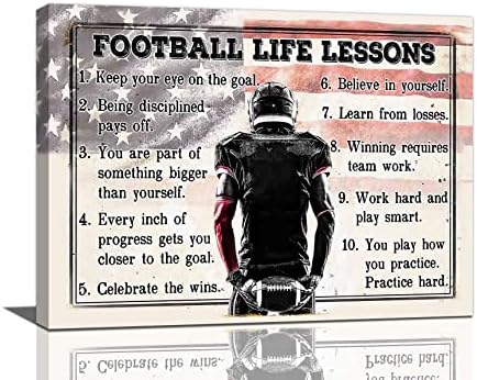 Football Wall Art Football Poster Wall Decor for Boy Room Football Life Lessons Sports Pictures Canvas Gifts for Football Players Prints Framed Modern Artwork for Home Bedroom Gym 16″x12″ post thumbnail image