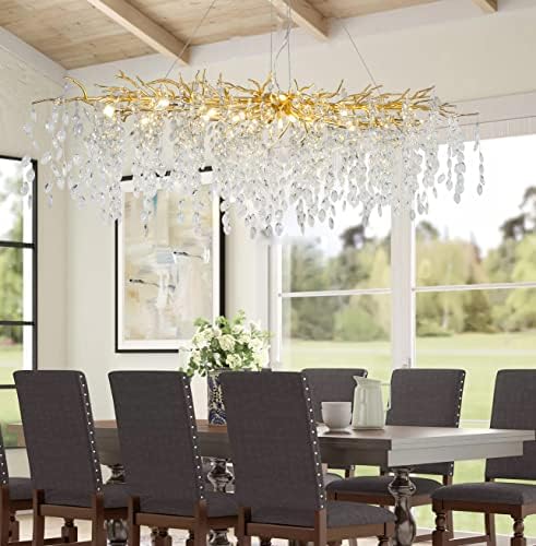 Akeelighting Gold Crystal Chandelier Modern Linear Chandeliers L70.8 Tree Branch Chandelier Large Raindrop Chandelier for High Ceiling Foyer Hall Entry Way Dining Room Rectangular Light Fixture post thumbnail image