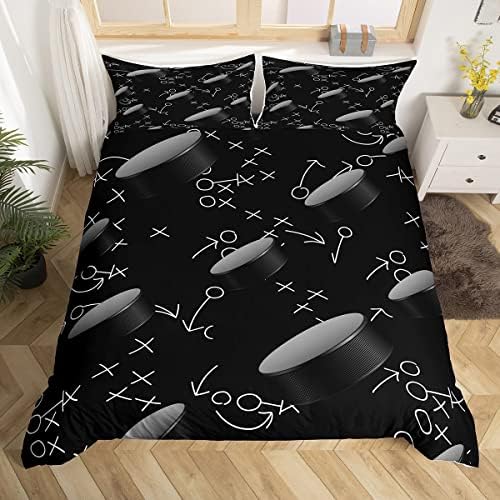 Ice Hockey Bedding Set for Girls Boys Puck Hockey Comforter Cover Ice Sports Games Duvet Cover Winter Sports Bedspread Cover Full Size Bedding Collection 3Pcs post thumbnail image