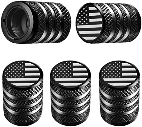 Tire Valve Stem Cap Cover – (5 Pack) Tire Air Cap Metal with Plastic Liner Corrosion Resistant Leak-Proof American Flag for Car Truck Motorcycle Bike Black post thumbnail image