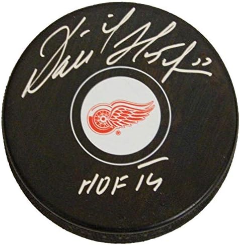 Dominik Hasek Signed Detroit Red Wings Logo Hockey Puck w/HOF’14 – Autographed NHL Pucks post thumbnail image