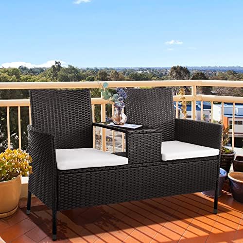 MAMIZO Outdoor Patio Furniture Set, Patio Chairs and Table, Balcony Furniture, Front Porch Furniture, Backyard Furniture,Conversation Patio Furniture, Wicker Loveseat with Removable Cushions,Black post thumbnail image