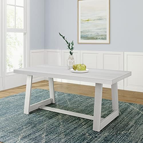 Plank+Beam 72 Inch Dining Table, Solid Wood Modern Kitchen Table, Large Wooden Rectangular Dinner Table for Dining Room, Home Office, Living Room Furniture, Easy Assembly, White Wirebrush post thumbnail image