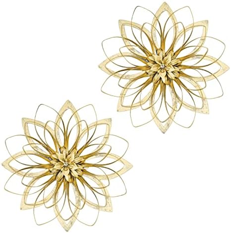 Remenna Metal Flowers Wall Decor, Metal Rustic Wall Art Decoration Farmhouse Wall Decorations Multiple Floral Hanging Decor for Bathroom Living Room Home Office Garden Kitchen (Rustic Gold – 2) post thumbnail image