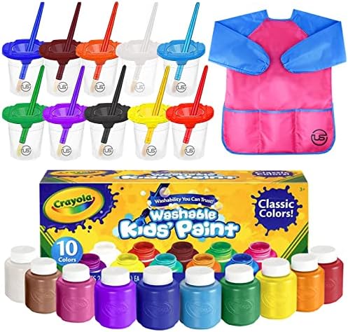 Washable Kids Paint 10 Colors, 10 No Spill Paint Cups For Kids With Lids, 10 Paint Brush Set, Waterproof Kids Smock – Christmas Gifts for Kids, Washable Paint Set For Kids, Finger Painting Supplies post thumbnail image