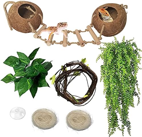 Crested Gecko Tank Accessories, Gecko Coco Den Reptile Hideouts, Raw Coconut Husk Hut for Leopard Gecko, Sturdy Hanging Home, Climbing Porch, Hiding, Sleeping & Breeding Pad post thumbnail image