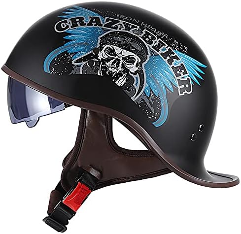 Motorcycle Retro Half Helmet DOT Approved Adult Men Women German Style Helmets with UV Visor Scooter Moped Cruiser Skull Cap post thumbnail image