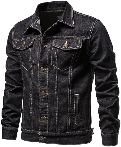 Mens Denim Jacket,Long Sleeve Button Down Jackets Distressed Jean Jackets Trucker Jacket Fall Casual Coat post thumbnail image