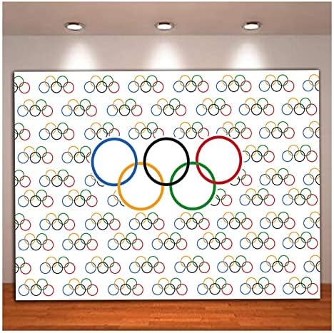 XLL Olympic Sport Theme Photography Background Olympic Rings International Banner for Sports Party Photo Backdrops Countries for Classroom Garden Grand Opening Sports Clubs Party Supplies 7x5ft post thumbnail image