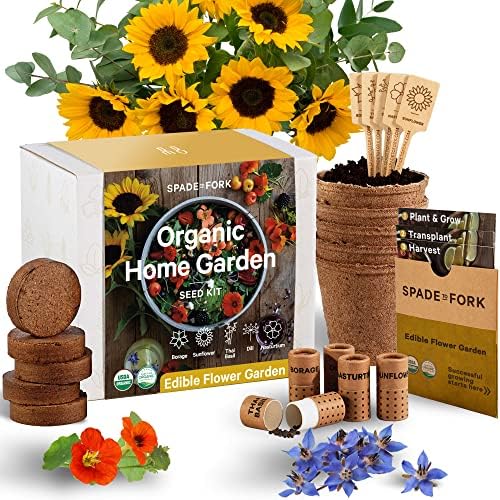 Organic Edible Flower Garden Seed Kit – 23pc Indoor Garden with Soil, Pots, Plant Markers, USDA Organic Non-GMO Seeds & Illustrated Instructions – Sunflower, Borage, Thai Basil, Dill, Nasturtium post thumbnail image