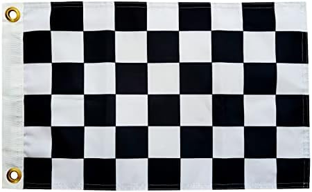 SYII Checkered Flag 12×18 Inch Outdoor, Double Sided 3Ply Black and White Racing Flags with 2 Brass Grommets, Heavy Duty Polyester Flag for Golf Cart Race Car Party Sport Events post thumbnail image