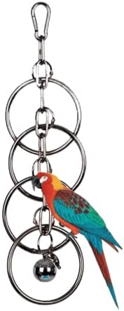 Parrot Supplies Stainless Steel Toy with Bell Bird Cage Hanging Bite Toy Cage Display Pendant for Large and Medium-Sized Birds Parakeet Budgie Cockatiel Conure African Greys (A-Large) post thumbnail image