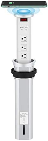 Automatic Raising Surge Protector Pop up Outlet Retractable Hidden Recessed Power Strip Power Socket 2 USB Charging Stations and 3 AC Plug with Wireless Charger for Kitchen Island, Conference Table post thumbnail image