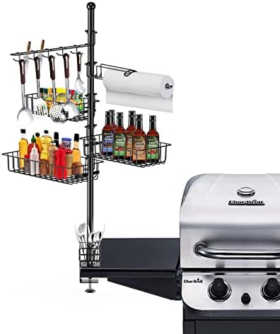 Outdoor BBQ Accessories, 5-in-1 Grill Caddy Accessory Organizer, BBQ Condiment Caddy, with Paper Towel Holder, Hooks, Flat mesh Basket*3, Camper Must Haves Grill Utensil Holder, Kitchen Storage Tool post thumbnail image