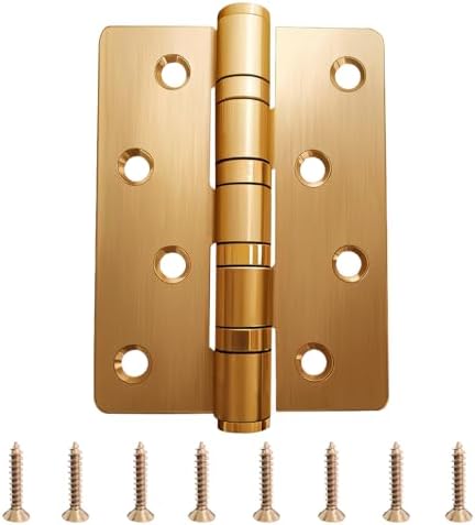 Pamopamo Door Hinges Stainless Steel, 4″x3″ Heavy-Duty Hardware Interior Bifold Doors Mute Hinge for Kitchen Cabinet, Closet, Gate, Wooden Furniture Storage Box, Home Improvement -2 Pack Gold post thumbnail image