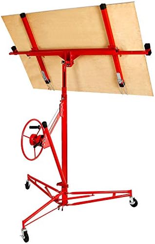 Drywall Lift 11′ Construction Rolling Caster Wheel Lockable Tool Panel Lift Drywall Panel Hoist Jack Lifter Jack Drywall Lift, Red post thumbnail image