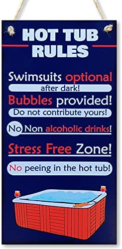 CARISPIBET Hot tub rules home signs house decoration signs bathroom signs funny signs decorative plaques 12″ x 6″ post thumbnail image