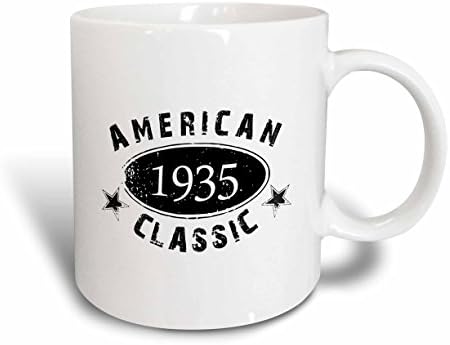 3dRose 1935 American Classic Personalized Birth Year Birthday Gift Black Grunge Vintage Look Funny Ceramic Mug, 11 oz, White post thumbnail image