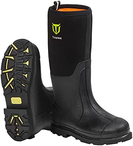 TIDEWE Rubber Work Boot for Men with Steel Shank, Waterproof Anti Slip Hunting Boot, Warm 6mm Neoprene Hunting Mud Boot, Durable Black Rubber Boot for Farming, Gardening, Fishing, Size 5-14 post thumbnail image