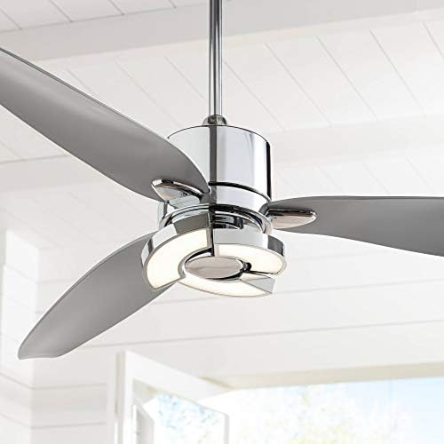 Possini Euro Design 56″ Vengeance Modern 3 Blade Indoor Ceiling Fan with LED Light Remote Control Chrome Silver White Diffuser for Living Kitchen House Bedroom Family Dining Home Office Kids Room post thumbnail image