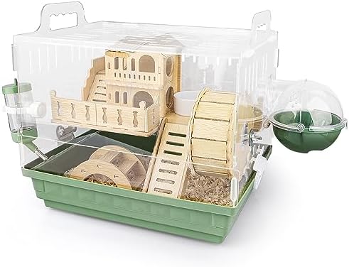 Cycodo 8 in 1 Acrylic Hamster Cage,Wooden Small Animal Cage with Accessories & Toys,2-Layer Small Pet House for Dwarf Hamsters,Mice,Gerbils(Green,14″*11″*10″) post thumbnail image