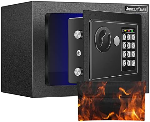 JUGREAT Fire Resistant Money Safe Box for Home with Fireproof Money Bag for Cash Safe Hidden, Security Safe Box for Money Safe with Keys,With Induction Light for Home Office Hotel post thumbnail image